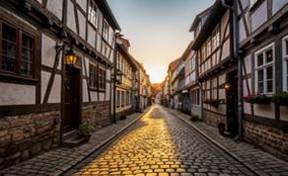 Encantadoras casas de madera del casco antiguo de Quedlinburg.