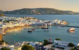 Navegación por el mar Egeo hasta Mykonos
