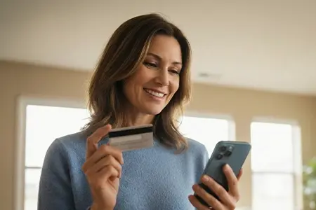 Pasajera gestionando su reserva online