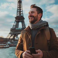 Hombre Sonriente en Paris